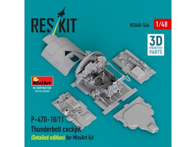P-47D-10/11 Thunderbolt cockpit (Detailed edition) for MiniArt kit (3D Printed) 