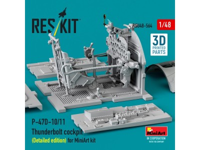 P-47D-10/11 Thunderbolt cockpit (Detailed edition) for MiniArt kit (3D Printed) 