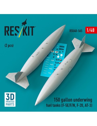 150 gallon underwing fuel tanks (2 pcs) (F-5E/F/N, F-20, AT-3) (3D Printed) 