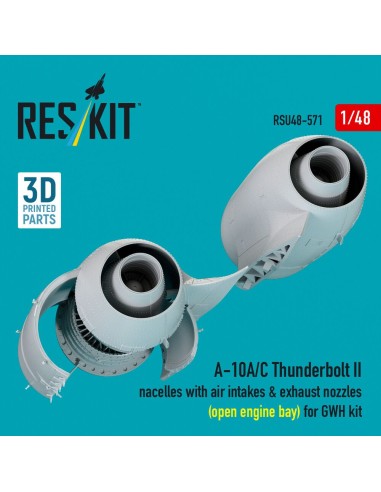 A-10A/C Thunderbolt II nacelles with air intakes & exhaust nozzles (open engine bay) for GWH kit (3D Printed) 
