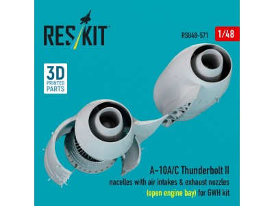 A-10A/C Thunderbolt II nacelles with air intakes & exhaust nozzles (open engine bay) for GWH kit (3D Printed) 