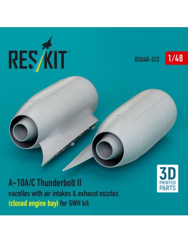 A-10A/C Thunderbolt II nacelles with air intakes & exhaust nozzles (close engine bay) for GWH kit (3D Printed) 