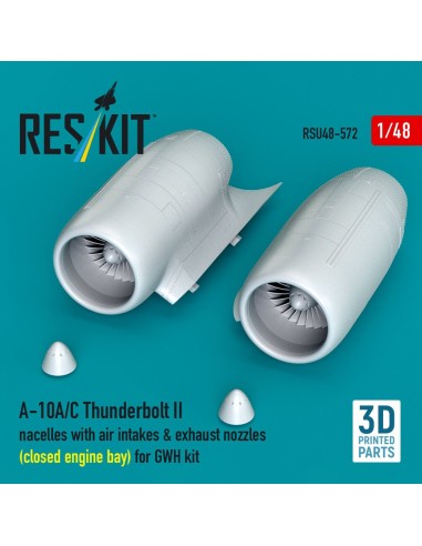 A-10A/C Thunderbolt II nacelles with air intakes & exhaust nozzles (close engine bay) for GWH kit (3D Printed) 