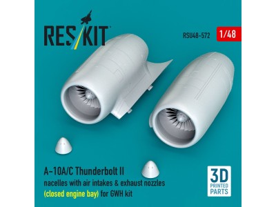 A-10A/C Thunderbolt II nacelles with air intakes & exhaust nozzles (close engine bay) for GWH kit (3D Printed) 