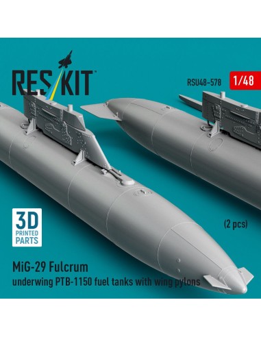 MiG-29 Fulcrum underwing PTB-1150 fuel tanks with wing pylons (2 pcs) (3D Printed) 