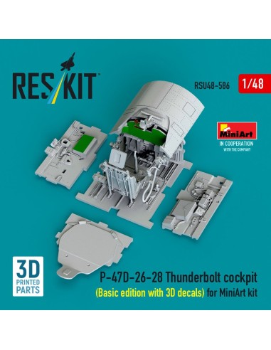 P-47D-26-28 Thunderbolt cockpit (Basic edition with 3D decals) for MiniArt kit (3D Printed) 