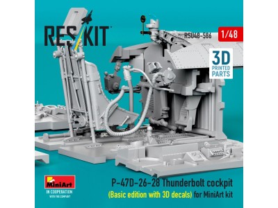 P-47D-26-28 Thunderbolt cockpit (Basic edition with 3D decals) for MiniArt kit (3D Printed) 