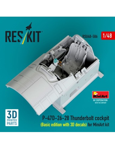 P-47D-26-28 Thunderbolt cockpit (Basic edition with 3D decals) for MiniArt kit (3D Printed) 