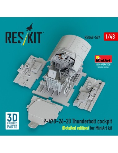 P-47D-26-28 Thunderbolt cockpit (Detailed edition) for MiniArt kit (3D Printed) 