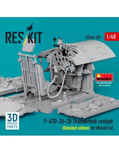 P-47D-26-28 Thunderbolt cockpit (Detailed edition) for MiniArt kit (3D Printed) 