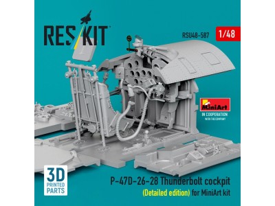 P-47D-26-28 Thunderbolt cockpit (Detailed edition) for MiniArt kit (3D Printed) 