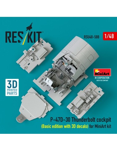 P-47D-30 Thunderbolt cockpit (Basic edition with 3D decals) for MiniArt kit (3D Printed) 
