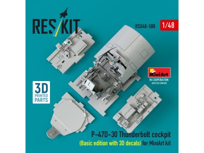 P-47D-30 Thunderbolt cockpit (Basic edition with 3D decals) for MiniArt kit (3D Printed) 