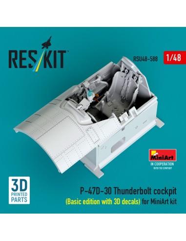 P-47D-30 Thunderbolt cockpit (Basic edition with 3D decals) for MiniArt kit (3D Printed) 
