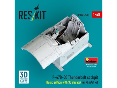 P-47D-30 Thunderbolt cockpit (Basic edition with 3D decals) for MiniArt kit (3D Printed) 