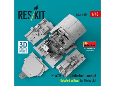 P-47D-30 Thunderbolt cockpit (Detailed edition) for MiniArt kit (3D Printed) 
