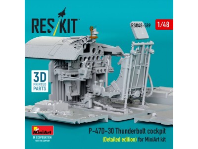 P-47D-30 Thunderbolt cockpit (Detailed edition) for MiniArt kit (3D Printed) 