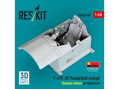 P-47D-30 Thunderbolt cockpit (Detailed edition) for MiniArt kit (3D Printed) 
