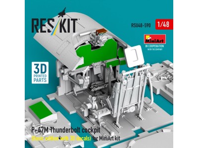 P-47M Thunderbolt cockpit (Basic edition with 3D decals) for MiniArt kit (3D Printed) 