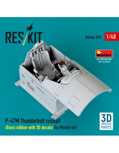 P-47M Thunderbolt cockpit (Basic edition with 3D decals) for MiniArt kit (3D Printed) 