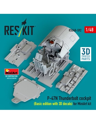 P-47N Thunderbolt cockpit (Basic edition with 3D decals) for MiniArt kit (3D Printed) 