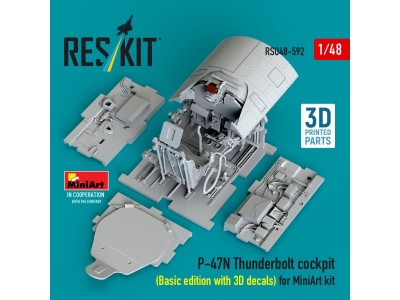 P-47N Thunderbolt cockpit (Basic edition with 3D decals) for MiniArt kit (3D Printed) 