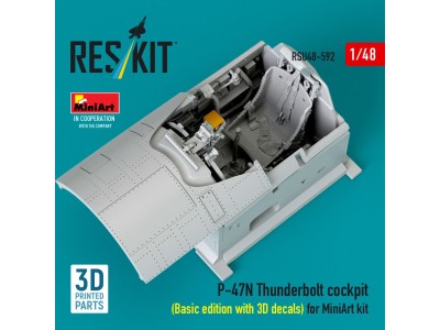P-47N Thunderbolt cockpit (Basic edition with 3D decals) for MiniArt kit (3D Printed) 