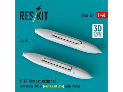 F-14 Tomcat external fuel tanks 1000l (early and late) with pylons (2 pcs) (3D Printed) 