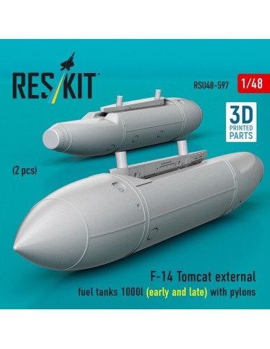 F-14 Tomcat external fuel tanks 1000l (early and late) with pylons (2 pcs) (3D Printed) 