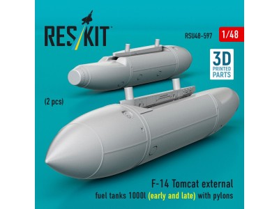 F-14 Tomcat external fuel tanks 1000l (early and late) with pylons (2 pcs) (3D Printed) 