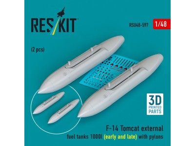 F-14 Tomcat external fuel tanks 1000l (early and late) with pylons (2 pcs) (3D Printed) 