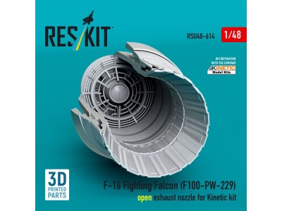 F-16 Fighting Falcon (F100-PW-229) open exhaust nozzle for Kinetic kit (3D Printed) 