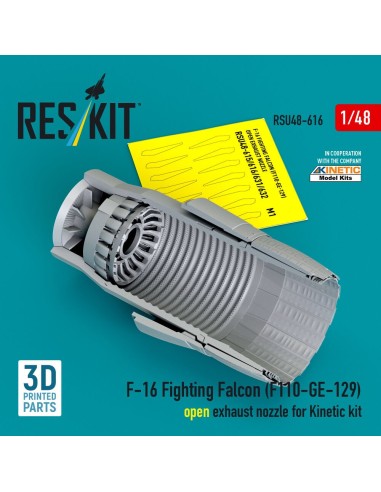 F-16 Fighting Falcon (F110-GE-129) open exhaust nozzle for Kinetic kit (3D Printed) 