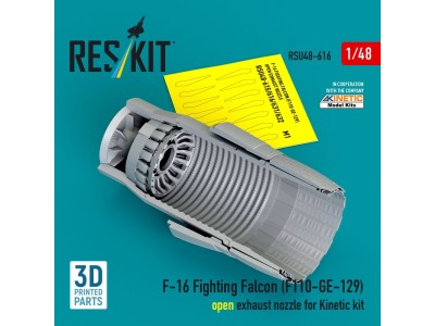 F-16 Fighting Falcon (F110-GE-129) open exhaust nozzle for Kinetic kit (3D Printed) 
