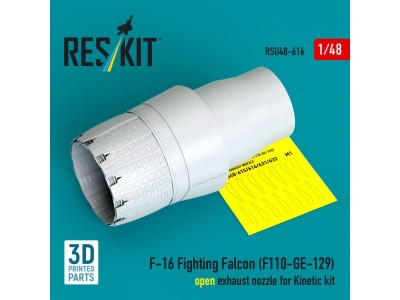 F-16 Fighting Falcon (F110-GE-129) open exhaust nozzle for Kinetic kit (3D Printed) 