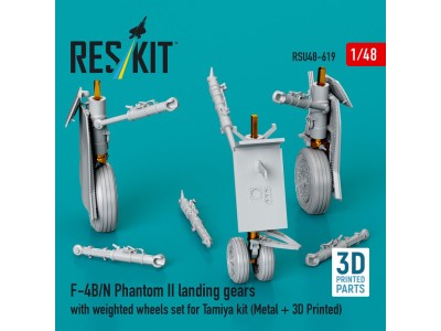 F-4B/N Phantom II landing gears with weighted wheels set for Tamiya kit (Metal + 3D Printed) 