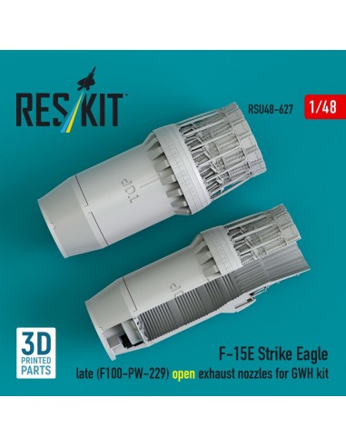 F?15E Strike Eagle late (F100-PW-229) open exhaust nozzles for GWH kit (3D Printed) 