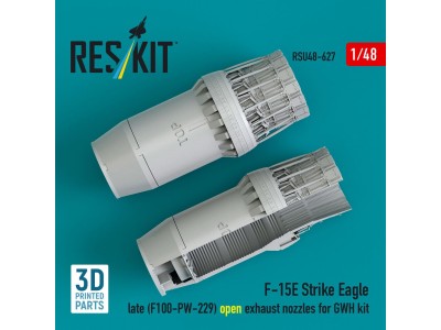 F?15E Strike Eagle late (F100-PW-229) open exhaust nozzles for GWH kit (3D Printed) 
