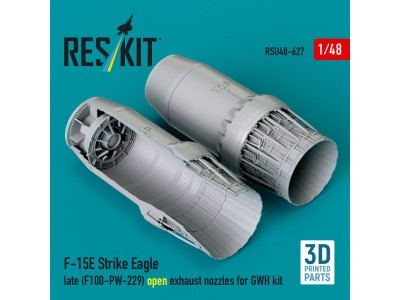 F?15E Strike Eagle late (F100-PW-229) open exhaust nozzles for GWH kit (3D Printed) 