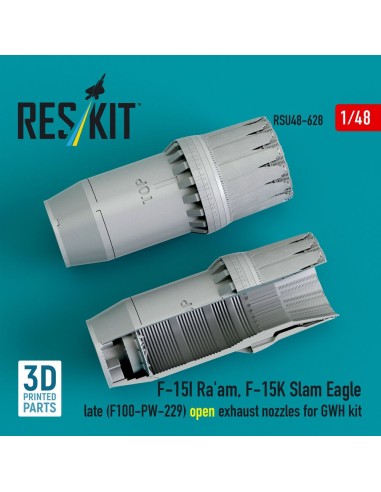 F?15I Ra'am, F?15K Slam Eagle late (F100-PW-229) open exhaust nozzles for GWH kit (3D Printed) 