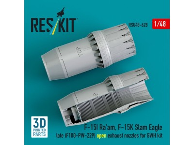 F?15I Ra'am, F?15K Slam Eagle late (F100-PW-229) open exhaust nozzles for GWH kit (3D Printed) 