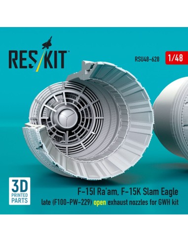 F?15I Ra'am, F?15K Slam Eagle late (F100-PW-229) open exhaust nozzles for GWH kit (3D Printed) 