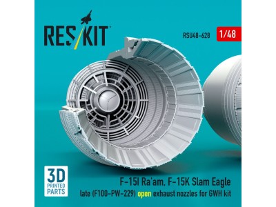 F?15I Ra'am, F?15K Slam Eagle late (F100-PW-229) open exhaust nozzles for GWH kit (3D Printed) 