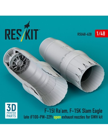 F?15I Ra'am, F?15K Slam Eagle late (F100-PW-229) open exhaust nozzles for GWH kit (3D Printed) 