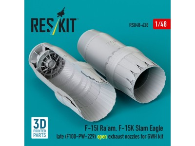 F?15I Ra'am, F?15K Slam Eagle late (F100-PW-229) open exhaust nozzles for GWH kit (3D Printed) 
