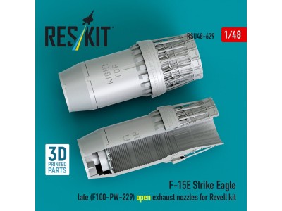 F?15E Strike Eagle late (F100-PW-229) open exhaust nozzles for Revell kit (3D Printed) 