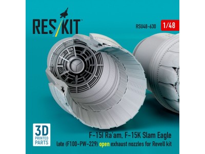 F?15I Ra'am, F?15K Slam Eagle late (F100-PW-229) open exhaust nozzles for Revell kit (3D Printed) 