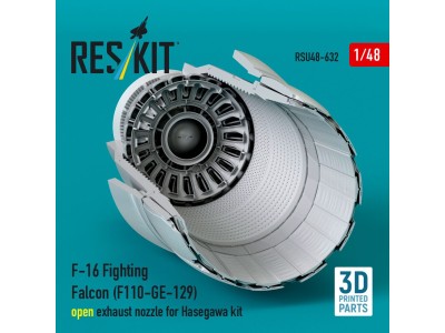 F-16 Fighting Falcon (F110-GE-129) open exhaust nozzle for Hasegawa kit (3D Printed) 