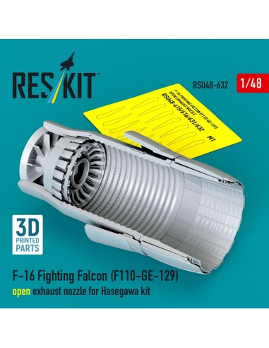 F-16 Fighting Falcon (F110-GE-129) open exhaust nozzle for Hasegawa kit (3D Printed) 