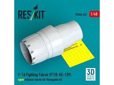 F-16 Fighting Falcon (F110-GE-129) open exhaust nozzle for Hasegawa kit (3D Printed) 